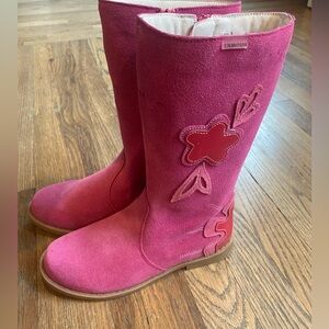 new L’Amour girls Pink tall flower Suede Boots
